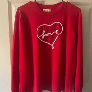 Marled Red Sweatshirt with White Heart